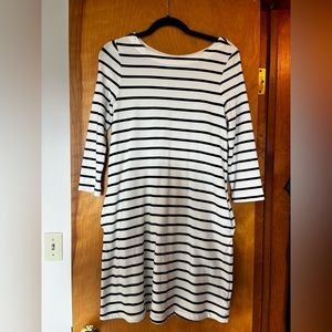 White & black stripe dress